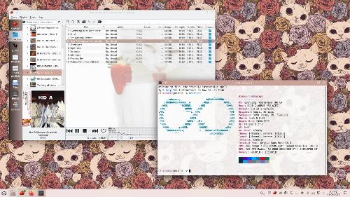 Скриншот: Кавайный KDE на OpenSUSE