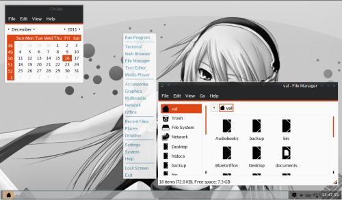 Скриншот: Почти монохромный Debian Openbox