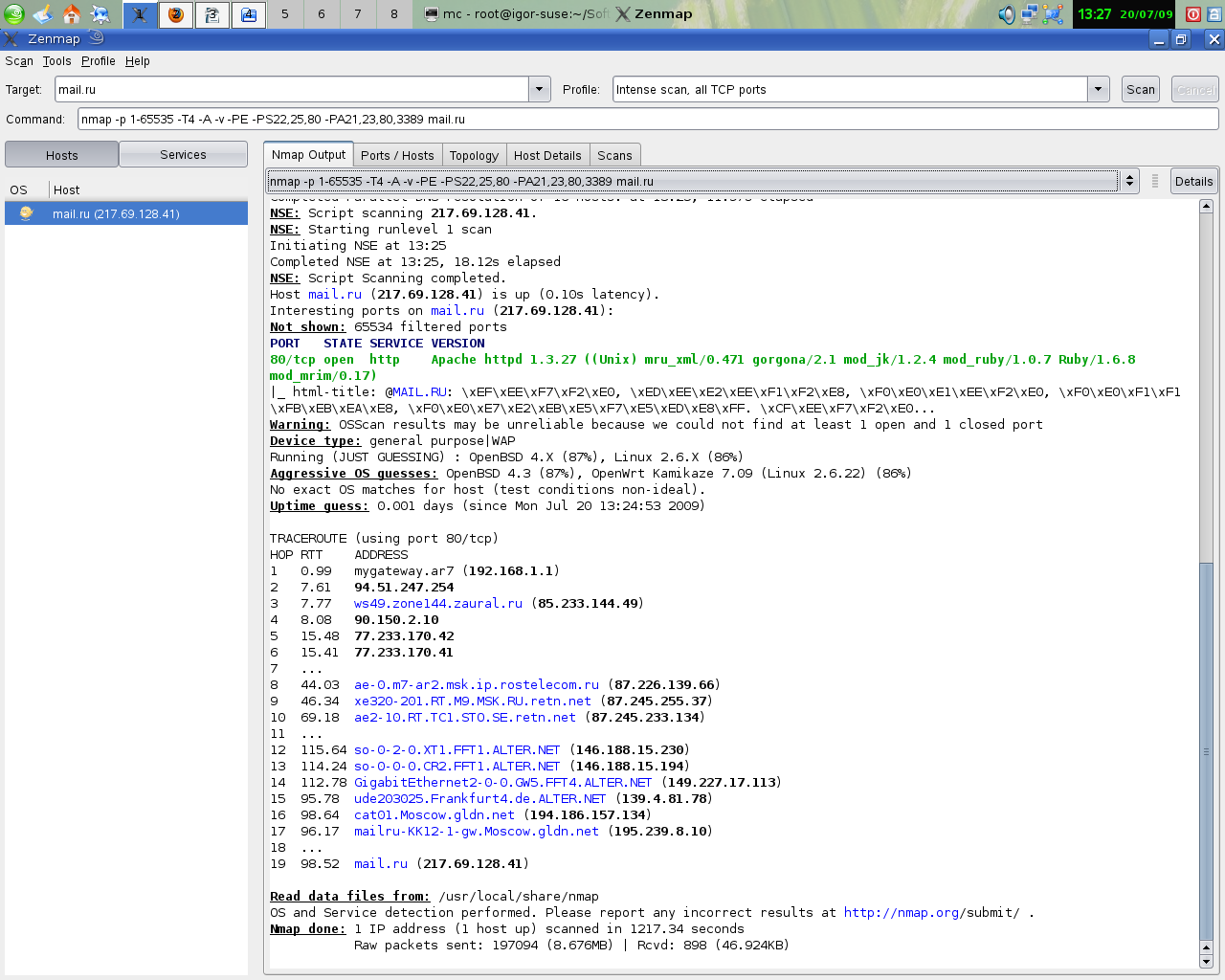 Test host. Nmap. Zenmap. Zenmap Test. Zenmap screenshot.