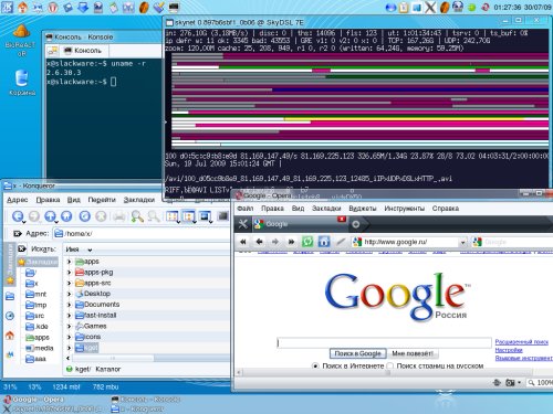 Slackware, compiz, KDE 3.5.x, skynet, opera...