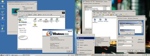 Скриншот: Эксплорер в ReactOS vs эксплорер Windows 2000