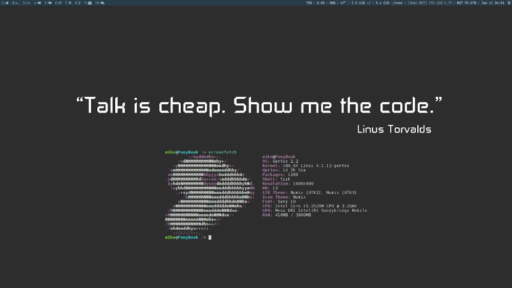 Скриншот: Рабочее окружение вечного студента: i3, urxct, qtcreator