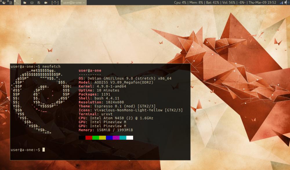Debian 9 Stretch + dwm