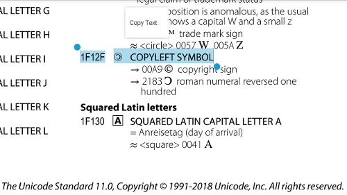 В стандарт Unicode 11.0 добавлен «COPYLEFT SYMBOL»