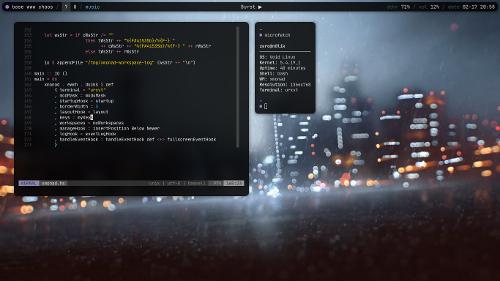 Скриншот: Дождливый XMonad