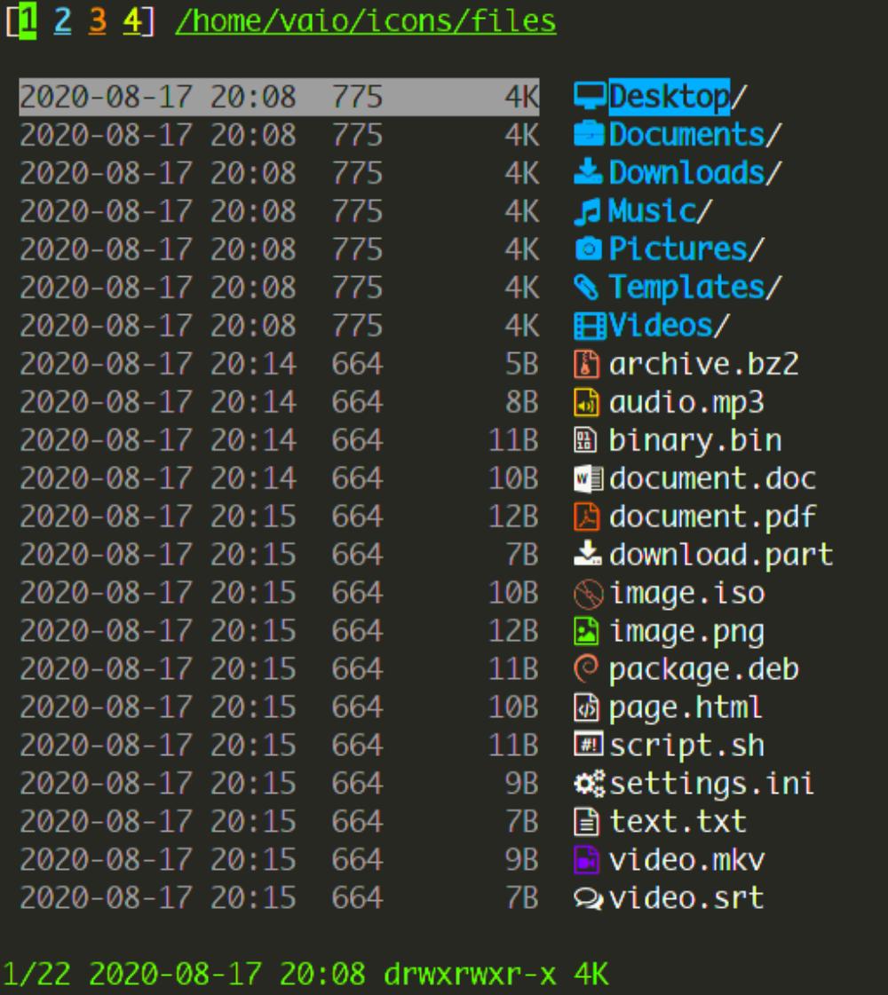nnn v3.4&nbsp;&mdash; консольный файловый менеджер с поддержкой иконок в терминале