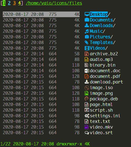 nnn v3.4 — консольный файловый менеджер с поддержкой иконок в терминале