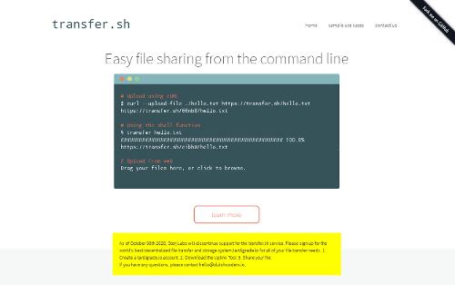 Файлообменник transfer.sh будет закрыт с 30 октября