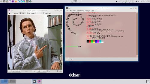 Скриншот: Friendship ended with Arch. Now Debian is my best friend.