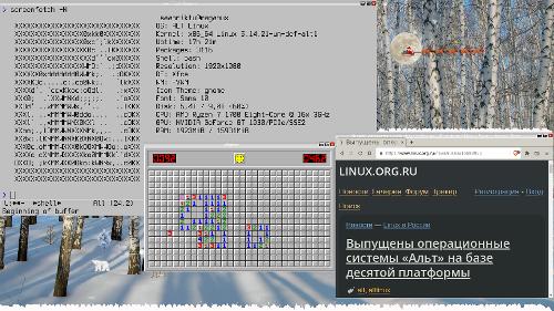 Скриншот: Новогодний ALT p10 с FVWM'ом