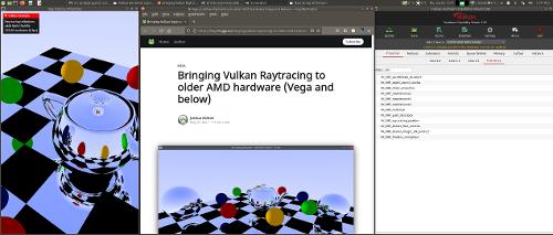 Скриншот: Ray Tracing (Vulkan) на AMD Vega(Mesa)