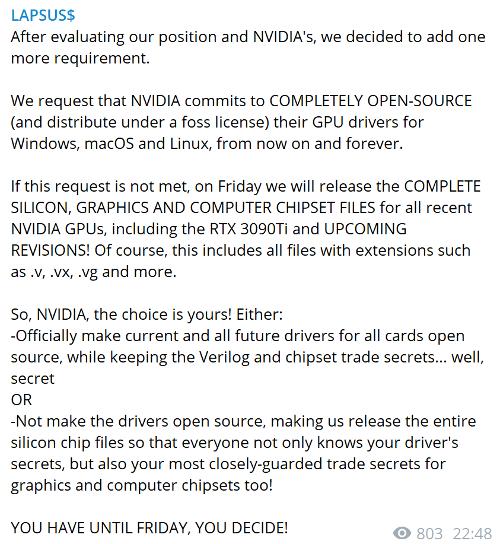 Хакеры требуют открыть драйверы Nvidia