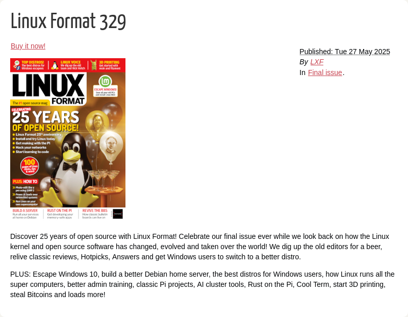 Прекращён выпуск журнала Linux Format — Linux General — Новости