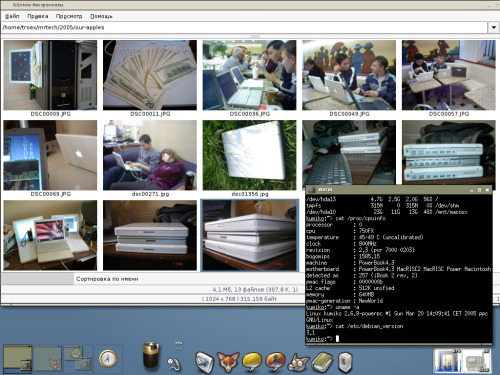 Debian/ppc + e17 + AppleBurger