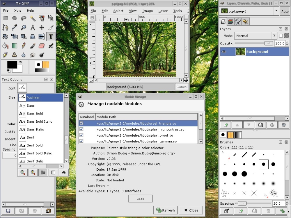 Интерфейс gimp 2.0.0