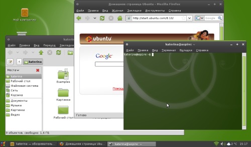 Ubuntu 8.10 + Shiki-Colors on Acer aspire one